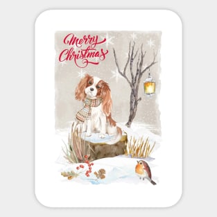 Cavalier King Charles Spaniel Merry Christmas Santa Dog Sticker